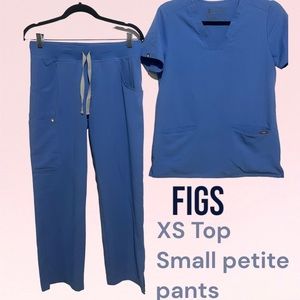 Figs set XS top & small petite pants